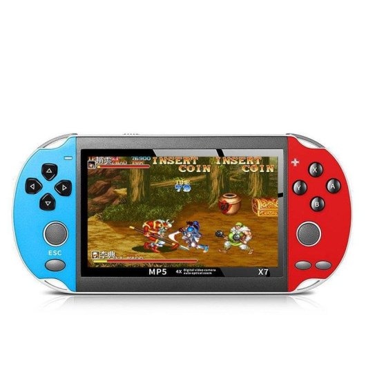 Dam Electronics X7 Retro 64 Bits 8GB Juegos Clásicos Pantalla 4,3 Pulgadas Azul/Roja