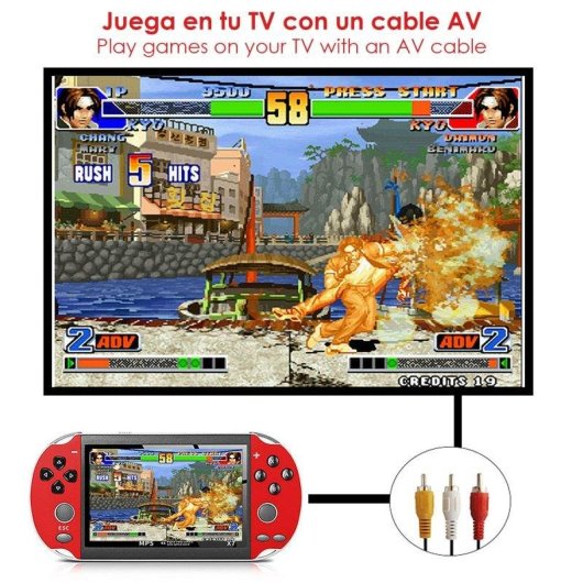 Dam Electronics X7 Retro 64 Bits 8GB Juegos Clásicos Pantalla 4,3 Pulgadas Azul/Roja