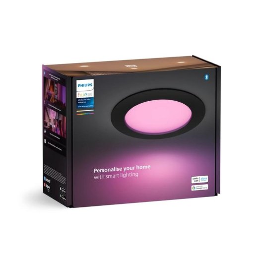 Luminária embutida fina Philips Hue Downlight 170 mm Bluetooth/Zigbee Preto Multi