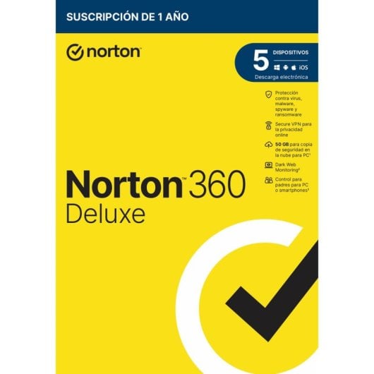 Suite de seguridad Norton 360 Deluxe 1 Licencia 1 Año 5 Dispositivos 50GB Descarga Digital