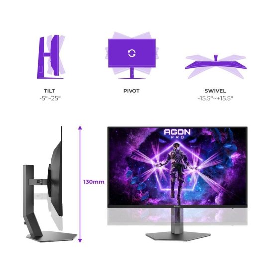 Monitor AOC AGON PRO AG326UZD2 31,5" UltraHD 4K 240Hz QD-OLED Ajuste de altura