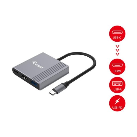 Adaptateur USB-C vers HDMI 3 en 1 Equip 4K/60Hz 100W USB PD