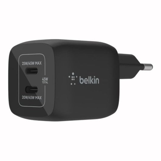 Cargador Belkin BoostCharge Pro 2 Puertos USB-C 45W Negro