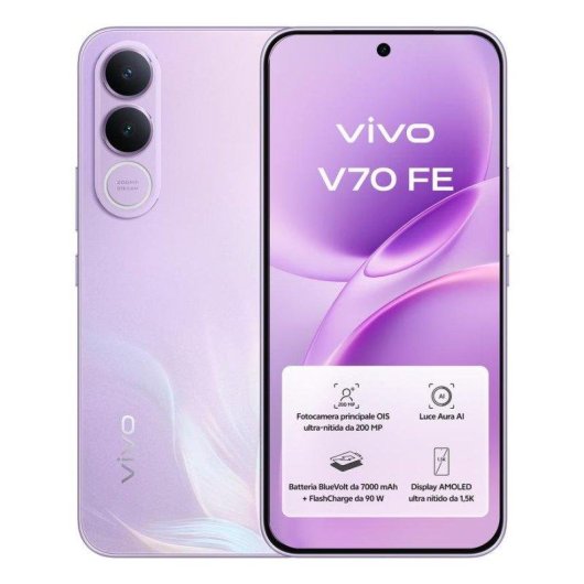 Vivo V70 FE 5G 8GB 256GB 6.83" Púrpura + Auriculares + Cargador 90W