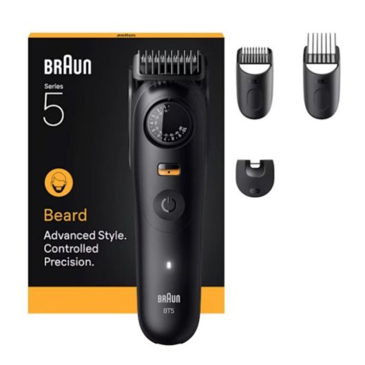 Cortapelos Braun BeardTrimmer 9 BT5520 Inalámbrico 120min 40 Longitudes 4 Peines Resistente al Agua Carga Rápida