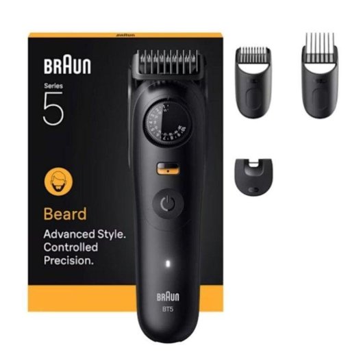 Máquina de Cortar Cabelo Braun BeardTrimmer 9 BT5520 Sem Fios 120min 40 Comprimentos 4 Pentes À Prova de Água