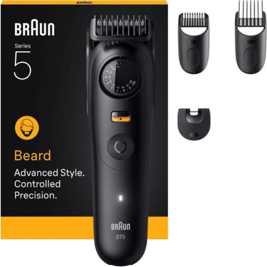 Cortapelos Braun BeardTrimmer 9 BT5520 Inalámbrico 120min 40 Longitudes 4 Peines Resistente al Agua Carga Rápida