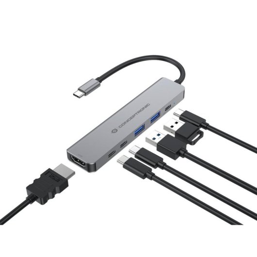 Laptop-Station Conceptronic DONN33G USB 3.2 Type-C 100 W Silber