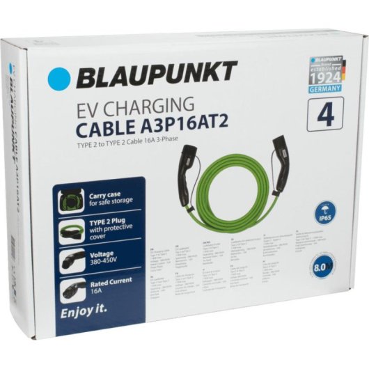 Cable de charge Blaupunkt A3P16AT2 Vert Type 2 5m 11kW