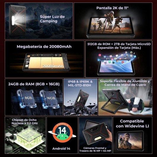 Tablet HOTWAV R9 Plus 4G 11" 24GB 512GB Negro