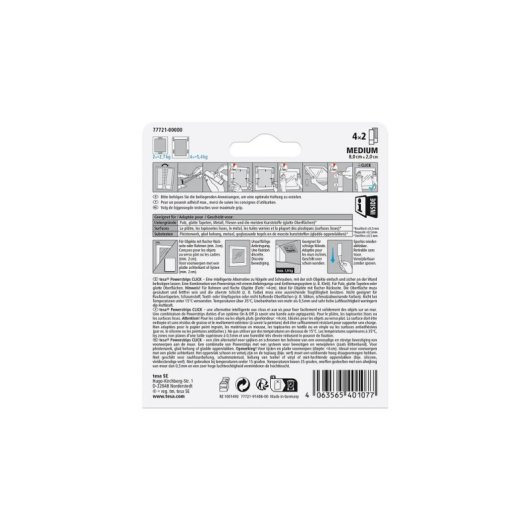 Almohadilla de fijación Tesa Powerstrips CLICK M Blanco Interior 5,4 kg 20x80 mm 8 unidades