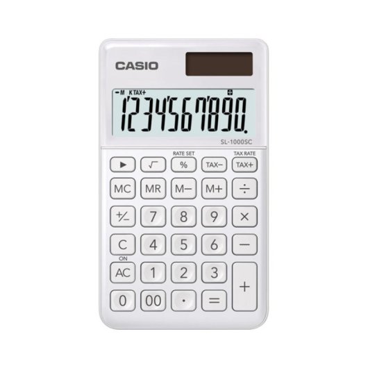 Calculatrice de poche Casio SL-1000SC-WE 10 chiffres solaire blanche