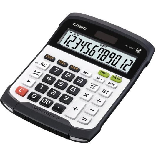 Calculadora financeira Casio WD-320MT 12 dígitos ecrã inclinável bateria solar