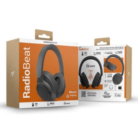 Auriculares Energy Sistem 45974 sans fil Bluetooth 5.4 avec radio FM et MicroSD noirs