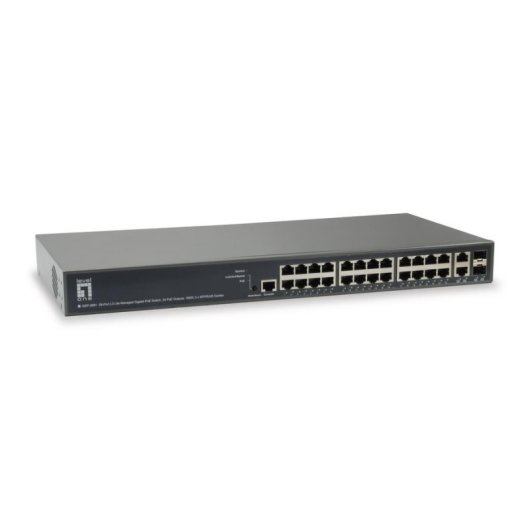 Switch LevelOne GEP-2681 Gestido L3 24 portos Gigabit Ethernet PoE montagem rack