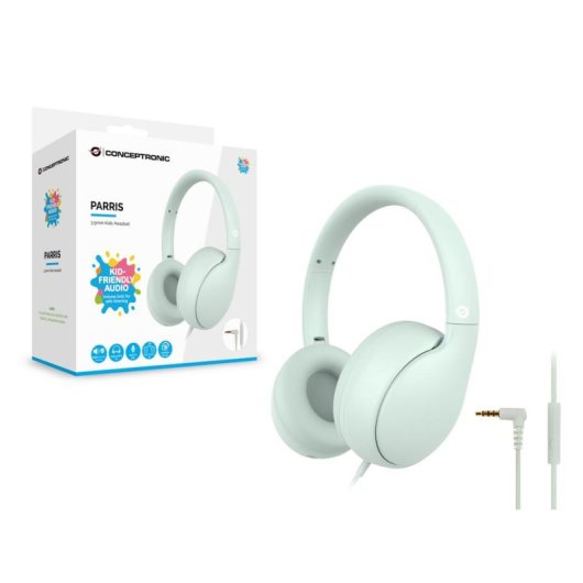 Auriculares Conceptronic PARRIS04GT avec câble, micro in-line, pliables, vert clair