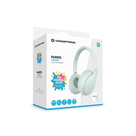 Auriculares Conceptronic PARRIS04GT avec câble, micro in-line, pliables, vert clair