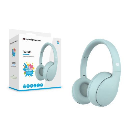 Auriculares Conceptronic PARRIS04B sans fil et filaire Bluetooth pour appels et musique bleu clair
