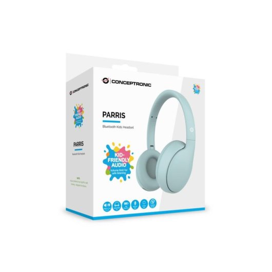 Auriculares Conceptronic PARRIS04B sans fil et filaire Bluetooth pour appels et musique bleu clair