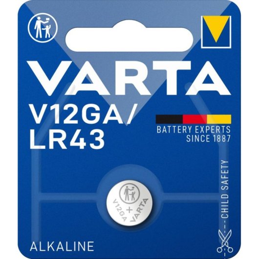 Pilha Varta V12GA LR43 Alcalina 1.5V 80 mAh Metálica