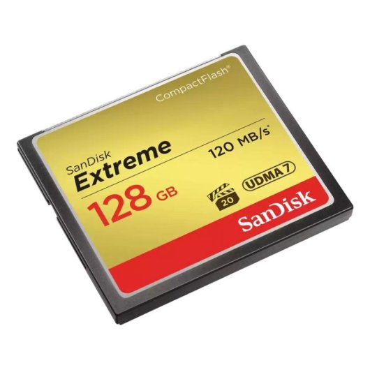 Tarjeta CompactFlash Sandisk CF Extreme 128 GB 120 MB/s lectura 85 MB/s escritura