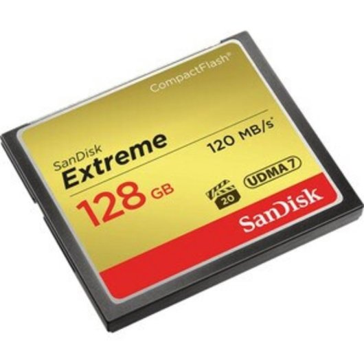 Tarjeta CompactFlash Sandisk CF Extreme 128 GB 120 MB/s lectura 85 MB/s escritura