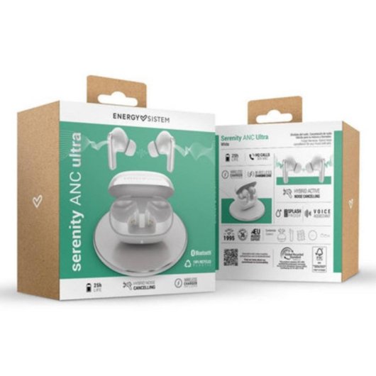 Auriculares Energy Sistem Serenity ANC Ultra sans fil Bluetooth avec ANC, micro et charge sans fil, blanc