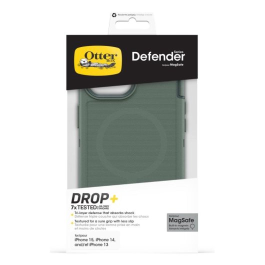 Funda para móvil OtterBox Defender Series Cover silicona verde para iPhone 17e/16e/15/14/13