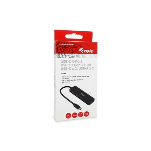 Hub Equip 4 ports 10 Gbps USB 3.2 Gen 2 modèle 128966 compact noir