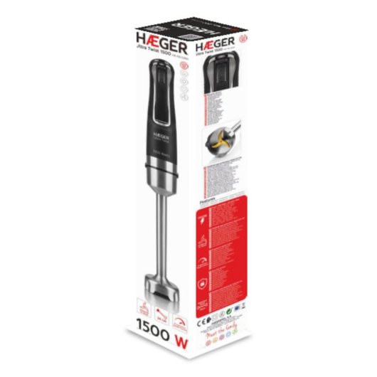 Batidora de inmersión Haeger Ultra Twist 1500 W Negro Plata