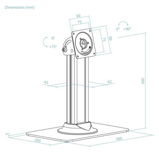 Soporte de Mesa TooQ TQATC2601-B con Rotación 90° e Inclinación 75°