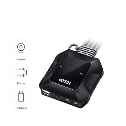 KVM-Switch Aten USB 4K HDMI 2 Ports mit Fernwähler
