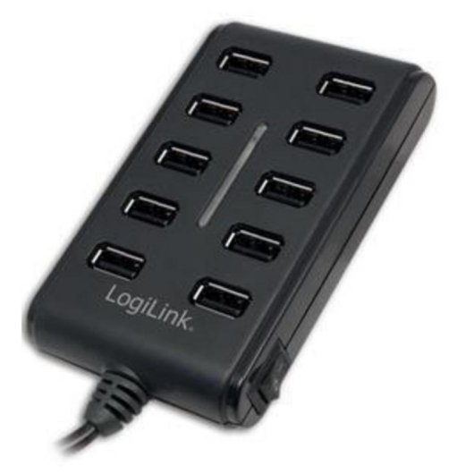 Hub LogiLink 10 porte 480 Mbit/s con interruttore e LED stato