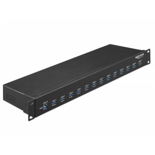 Hub Delock 13 puertos 5 Gbps USB 3.2 Gen 1 modelo 64039 metálico montaje rack