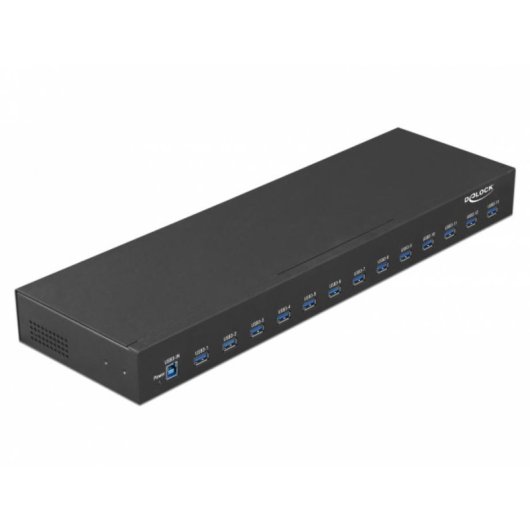 Hub Delock 13 puertos 5 Gbps USB 3.2 Gen 1 modelo 64039 metálico montaje rack