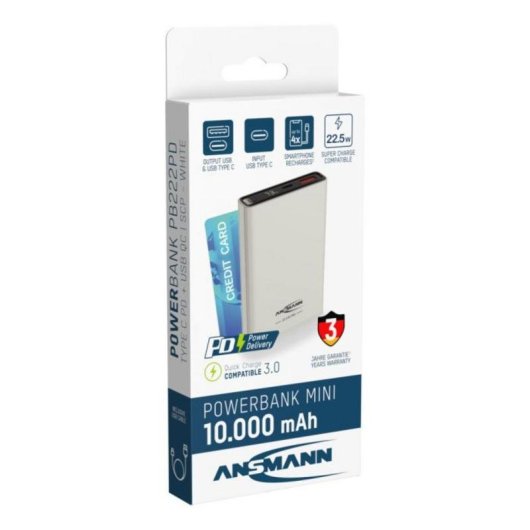 Batterie Externe Ansmann 1700-0156 10000 mAh Quick Charge 3.0 22.5 W Blanc