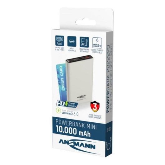 Batterie Externe Ansmann 1700-0156 10000 mAh Quick Charge 3.0 22.5 W Blanc