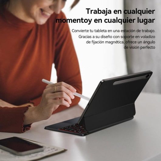 Teclado Samsung Magic Keyboard Con Trackpad Para  Samsung Galaxy Tab S7?s8?s9?s9 Pe Black Faux Leather Bluetooth Keyboar