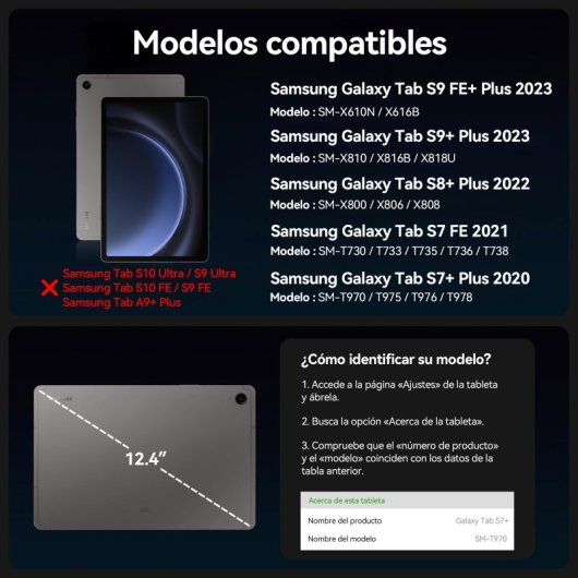 Teclado Samsung Magic Keyboard Con Trackpad Para  Samsung Galaxy Tab S7+?s8+?s9+?s7 Pe?s9 Pe+, Black Faux Leather Blueto