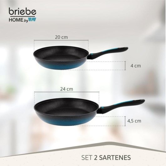 Set 2 Padelle Induzione Briebe Mare Acciaio Forgiato 20-24cm Antiaderente