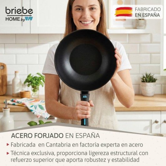 Wok Induzione Acciaio Forgiato 26cm Antiaderente Briebe Mare Blu