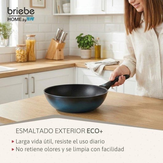 Wok Induzione Acciaio Forgiato 26cm Antiaderente Briebe Mare Blu