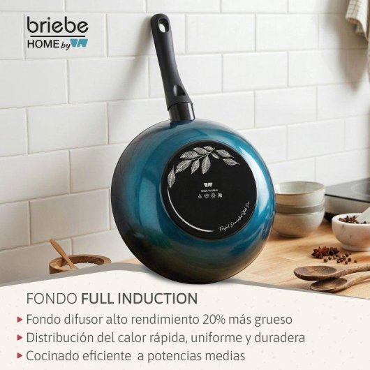 Wok Induzione Acciaio Forgiato 26cm Antiaderente Briebe Mare Blu