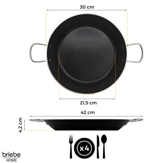 Paella Induzione Briebe 30cm 4 Porzioni Alluminio Pressato Antiaderente