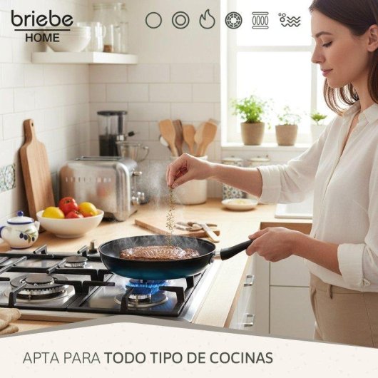 Padella Induzione Accio Fucinato 24 Cm Antiaderente Briebe Mare Blu