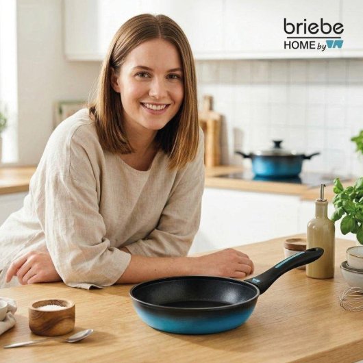 Padella Induzione Acciaio Forgiato 20 cm Antiaderente Briebe Mare Blu