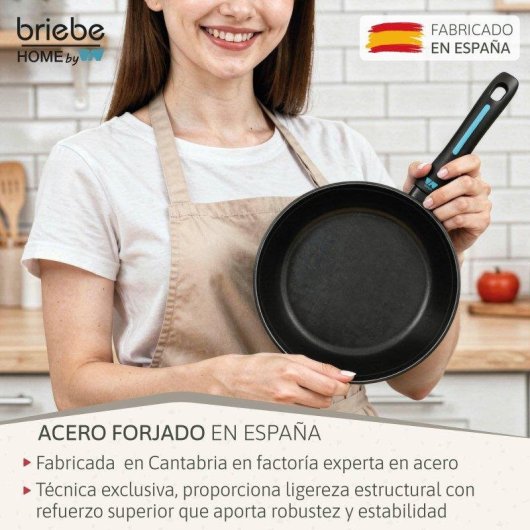 Padella Induzione Acciaio Forgiato 20 cm Antiaderente Briebe Mare Blu