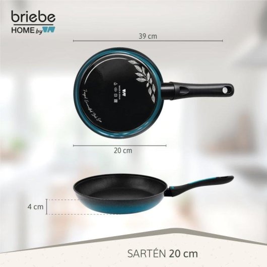 Padella Induzione Acciaio Forgiato 20 cm Antiaderente Briebe Mare Blu