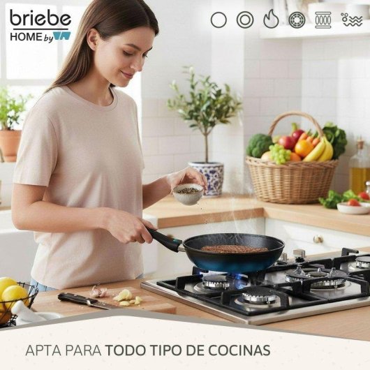 Padella Induzione Acciaio Forgiato 20 cm Antiaderente Briebe Mare Blu