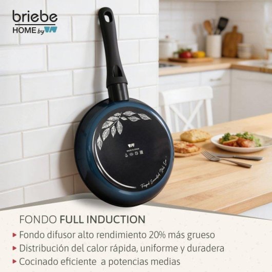 Padella Induzione Acciaio Forgiato 20 cm Antiaderente Briebe Mare Blu